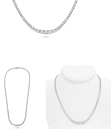 13.0CT DIAMOND 14KT WHITE GOLD CLASSIC ROUND GRADUATING ETERNITY TENNIS NECKLACE