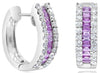 1.28CT DIAMOND & AAA PINK SAPPHIRE 18KT WHITE GOLD 3D ROUND & BAGUETTE EARRINGS