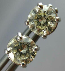 1.23CT DIAMOND 14KT WHITE GOLD 3D ROUND SOLITAIRE SCREWBACK STUD EARRINGS #27501