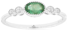 .53CT DIAMOND & AAA EMERALD 14K WHITE GOLD 3D OVAL & ROUND 5 STONE FILIGREE RING