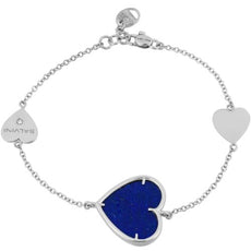 5.51CT DIAMOND & AAA LAPIS 18KT WHITE GOLD 3D TRIPLE HEART BY THE YARD BRACELET