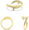 ESTATE .15CT DIAMOND 14KT YELLOW GOLD 3D ROUND DOUBLE LEAF CRISS CROSS FUN RING