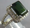 LARGE 5.15CT DIAMOND & AAA GREEN TOURMALINE 14KT WHITE GOLD HALO ENGAGEMENT RING