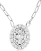 .50CT DIAMOND 14KT WHITE GOLD CLASSIC ROUND & BAGUETTE CLUSTER OVAL FUN NECKLACE