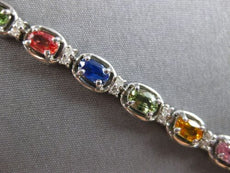 6.76CT DIAMOND & MULTI COLOR SAPPHIRE 14KT WHITE GOLD 3D CLASSIC TENNIS BRACELET