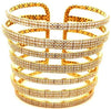 EXTRA LARGE 12.05CT DIAMOND 18KT YELLOW GOLD 3D MULTI ROW CUFF BANGLE BRACELET