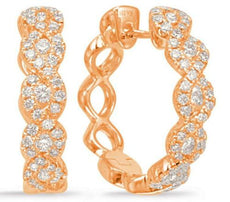 ESTATE .57CT DIAMOND 14KT ROSE GOLD CLASSIC INFINITY LOVE HOOP HANGING EARRINGS