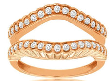 .50CT DIAMOND 14KT ROSE GOLD 3D CLASSIC FILIGREE V SHAPE INSERT ANNIVERSARY RING