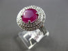 EXTRA LARGE 5.5CT DIAMOND & AAA RUBY 14KT WHITE GOLD DOUBLE HALO ENGAGEMENT RING