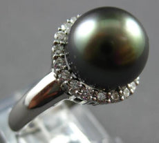 .37CT DIAMOND & AAA TAHITIAN PEARL 14KT WHITE GOLD 3D SOLITAIRE HALO LOVE RING