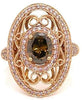 2CT WHITE & CHOCOLATE FANCY DIAMOND 18KT ROSE GOLD OVAL FILIGREE ENGAGEMENT RING