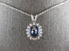 ESTATE LARGE 3.23CT DIAMOND & AAA SAPPHIRE 14K WHITE GOLD 3D OVAL FLOWER PENDANT