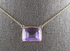 LARGE 6.06CT AAA PINK AMETHYST 14KT YELLOW GOLD EMERALD CUT SOLITAIRE NECKLACE