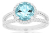 Estate 2.25Ct Diamond & AAA Aquamarine 14Kt White Gold 3D Round Classic Engagement Ring