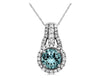 ESTATE .75CT DIAMOND & AAA AQUAMARINE 14K WHITE GOLD ROUND HALO FLOATING PENDANT