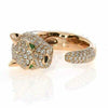 2.6CT WHITE & LIGHT PINK DIAMOND & AAA EMERALD 18K ROSE GOLD PANTHER JAGUAR RING