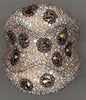 LARGE 3.78CT WHITE & FANCY YELLOW ROSE CUT DIAMOND 18KT ROSE & BLACK GOLD RING