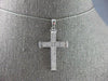 .45CT DIAMOND 14KT WHITE GOLD 3D ROUND & BAGUETTE 3 ROW CROSS FLOATING PENDANT