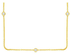 ESTATE .16CT DIAMOND 14KT YELLOW GOLD CLASSIC ROUND BEZEL BY THE YARD NECKLACE