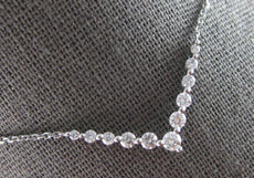.59CT DIAMOND 14KT WHITE GOLD 3D GRADUATING V SHAPE SHARED PRONG LOVE NECKLACE