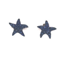 ESTATE .81CT AAA SAPPHIRE 18KT WHITE GOLD 3D STARFISH FUN STUD EARRINGS