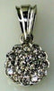 ESTATE .28CT DIAMOND 14KT WHITE GOLD 3D CLASSIC CLUSTER FLOWER FLOATING PENDANT