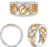 ESTATE WIDE .70CT WHITE & PINK DIAMOND 18KT TRI COLOR GOLD LUCKY HORSE SHOE RING