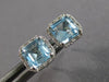 2.16CT DIAMOND & AAA AQUAMARINE 14K WHITE GOLD EMERALD CUT & ROUND STUD EARRINGS