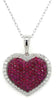 LARGE 4.96CT DIAMOND & AAA RUBY 18K WHITE GOLD HEART SHAPE HALO FLOATING PENDANT