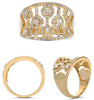 ESTATE WIDE .92CT DIAMOND 14KT YELLOW GOLD 3D CLASSIC MULTI BAR FLOWER FUN RING