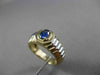ESTATE .52CT AAA SAPPHIRE 14K WHITE & YELLOW GOLD SOLITAIRE OVAL MENS GYPSY RING
