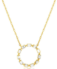.25CT DIAMOND 14KT YELLOW GOLD 3D CLASSIC BAGUETTE CIRCLE OF LIFE FUN NECKLACE