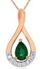 .44CT DIAMOND & AAA EMERALD 14KT ROSE GOLD PEAR SHAPE & ROUND FLOATING PENDANT