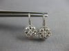 1.35CT DIAMOND 14KT WHITE GOLD 3D CLUSTER FLOWER HALO LEVERBACK HANGING EARRINGS