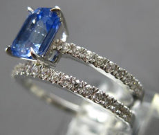 1.51CT DIAMOND & AAA SAPPHIRE 18KT WHITE GOLD BAGUETTE & ROUND ENGAGEMENT RING