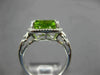 ESTATE LARGE 4.40CT DIAMOND & AAA CUSHION PERIDOT 14K WHITE GOLD SQUARE FUN RING