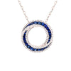 1.23CT DIAMOND & AAA SAPPHIRE 18K WHITE GOLD CIRCULAR LOVE KNOT FLOATING PENDANT