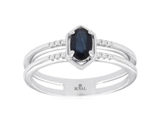 .69CT DIAMOND & AAA SAPPHIRE 14KT WHITE GOLD 3D OVAL DOUBLE BAND FRIENDSHIP RING