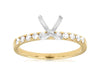 ESTATE .30CT DIAMOND 14K 2 TONE GOLD 11 STONE 4 PRONG SEMI MOUNT ENGAGEMENT RING