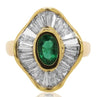 2.37CT DIAMOND & AAA EMERALD 14K YELLOW GOLD OVAL & BAGUETTE BALLERINA LOVE RING