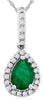 .81CT DIAMOND & AAA EMERALD 14KT WHITE GOLD PEAR SHAPE & ROUND FLOATING PENDANT