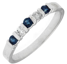 .30CT DIAMOND & AAA SAPPHIRE 14KT WHITE GOLD 3D CHANNEL 5 STONE ANNIVERSARY RING