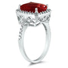 2.33CT DIAMOND & AAA GARNET 14KT WHITE GOLD 3D EMERALD CUT & ROUND FILIGREE RING