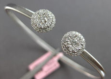 .70CT DIAMOND 14KT WHITE GOLD CLUSTER INVISIBLE FLOWER FLEXIBLE BANGLE BRACELET