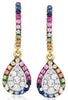 .79CT DIAMOND & AAA MULTI COLOR SAPPHIRE 14K ROSE GOLD CLUSTER HALO FUN EARRINGS