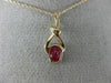 ESTATE .96CT ROUND DIAMOND & AAA OVAL RUBY 14KT ROSE GOLD 3D LOVE KNOT PENDANT|PC6058R-1