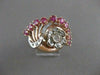 ANTIQUE 1.69CT OLD MINE DIAMOND RUBY 14K W ROSE GOLD FLOWER COCKTAIL RING #21009