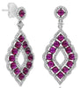 2.94CT DIAMOND & AAA RUBY 14KT WHITE & BLACK GOLD TEAR DROP FILIGREE EARRINGS