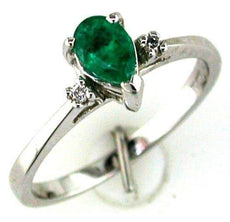 .41CT DIAMOND & AAA EMERALD 14KT WHITE GOLD PEAR SHAPE & ROUND FRIENDSHIP RING