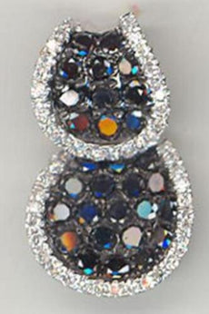 1.51CT WHITE & BLACK DIAMOND 14K WHITE GOLD 3D DOUBLE HORSESHOE FLOATING PENDANT